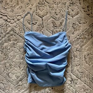 H&M Light Blue Ruched Camisole